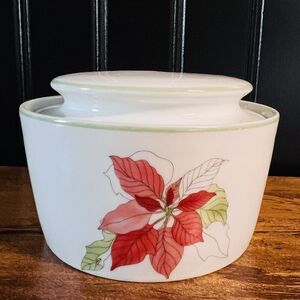 Block SPAL Poinsettia SUGAR BOWL Watercolors by Goertzen Vintage 1982 Portugal